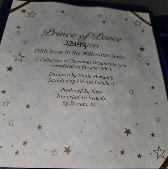 The Millenium Ornament Limited  Edition "Prince Of Peace" #23199/30M NIB - Picture 6 of 6